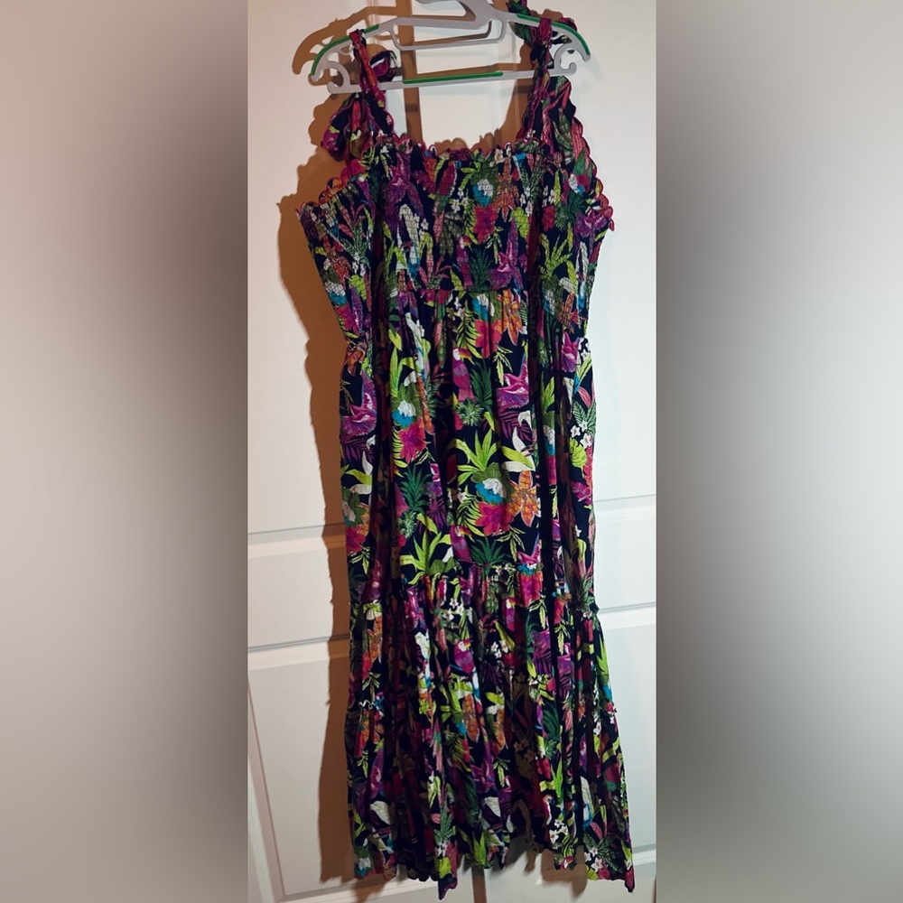 Crown & Ivy Tropical Smocked Maxi Dress